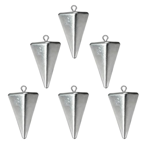 Fishing Sinkers Pyramid Assorted Weights 2oz 3oz 4oz - 6pcs 3oz Variation