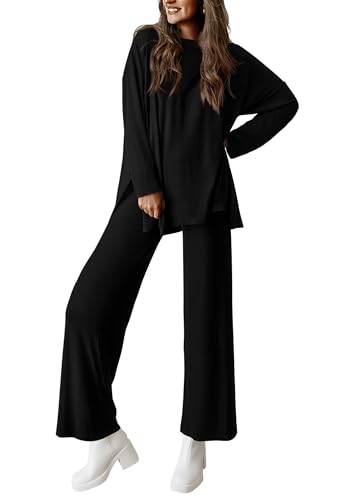 PRETTYGARDEN Women's 2-Piece Loungewear Set Black XL - Matching Pajama Set
