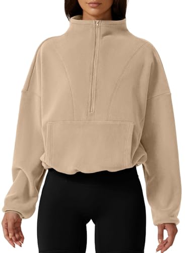 Women’s Half Zip Fleece Sweatshirt - Cozy Sherpa Pullover for Winter