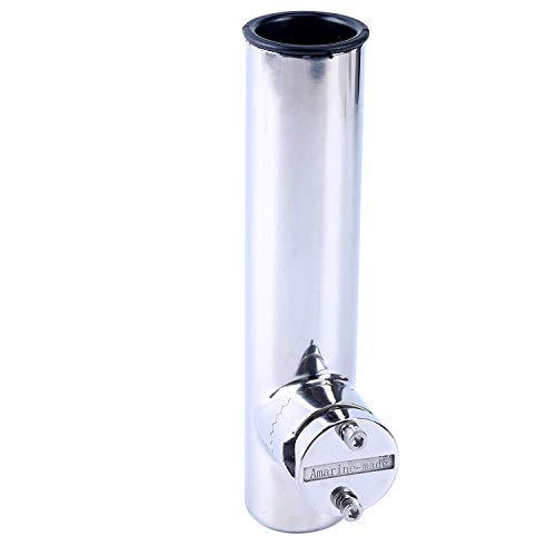 Amarine Made Stainless Clamp-On Fishing Rod Holder for Boat Rail, Adjustable Angles