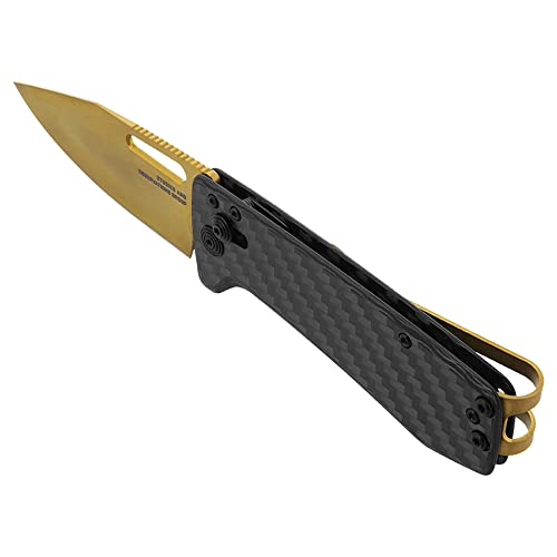 SOG Ultra XR Folding Knife Carbon & Gold - Slim Titanium Pocket & Money Clip - CPM S35VN Steel
