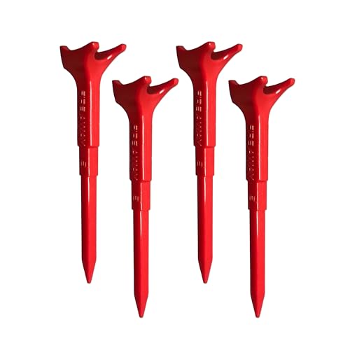 Fire Away 4-Prong Unbreakable Nylon Golf Tees 3-1/4 Inch - Red, Pack of 4