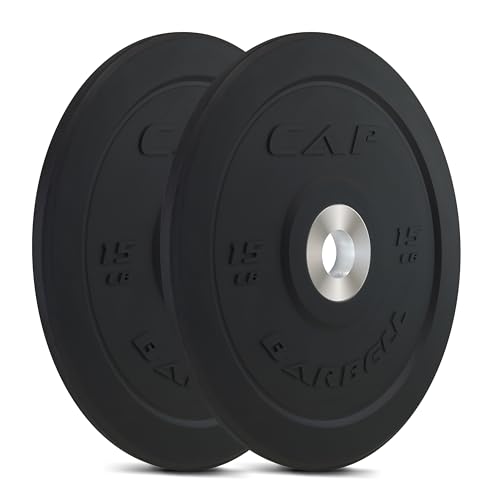 PRO 15lb Pair Rubber Olympic Bumper Plates for Weightlifting - Multiple Colors