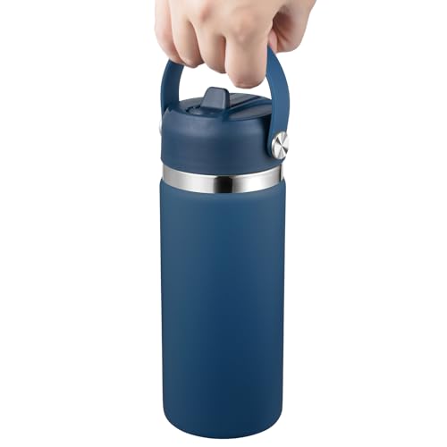 KMN Wide Mouth Straw Lid with Flip Top - Indigo Blue for Hydro Flask 12-40 oz
