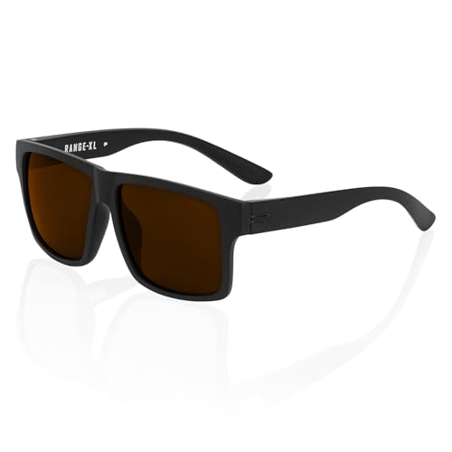 TOROE XL Light Weight TR90 Frame Sunglasses Matte Black with Black Emblem / Brown C4