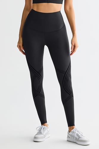 Orolay High Waisted Resistance Band Leggings for Women, Full Length Black, Medium