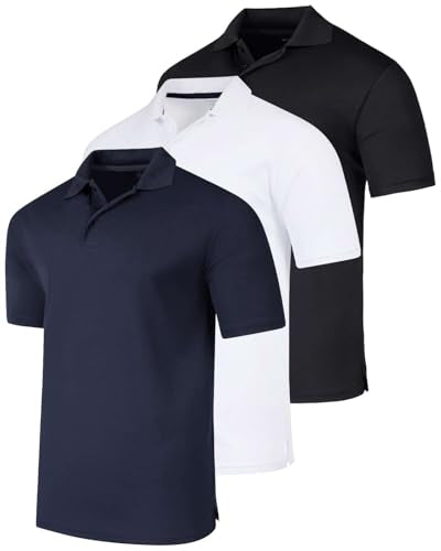 Men's Short Sleeve Golf Polo Shirt - Athletic Tennis Casual Set Large