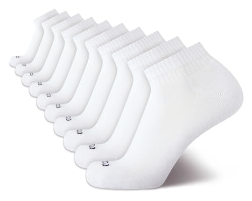 IZOD Men's 6-Pack Performance Cushioned Athletic Quarter Socks - White, 12.5 Size