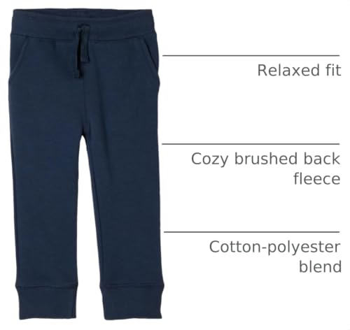 Toddler Boys Fleece Jogger Sweatpants Navy Large Multipack - Elastic Waist & Drawstring