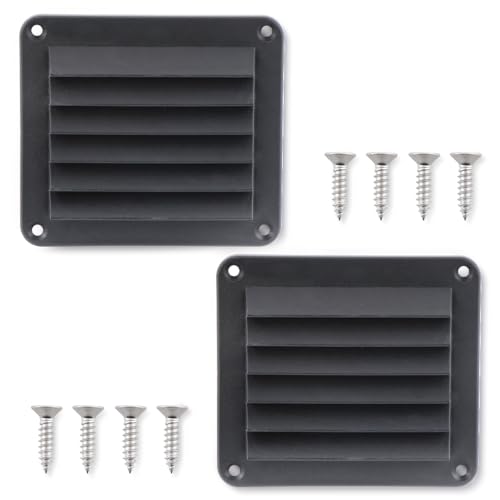 Marine Vent 5-1/2 Inch Louvered Plastic Through Vent for Boat and Caravan, Black