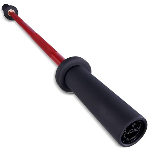 Red 4ft Olympic Curl Barbell for Biceps & Triceps - Knurled Grip, 500LB Capacity