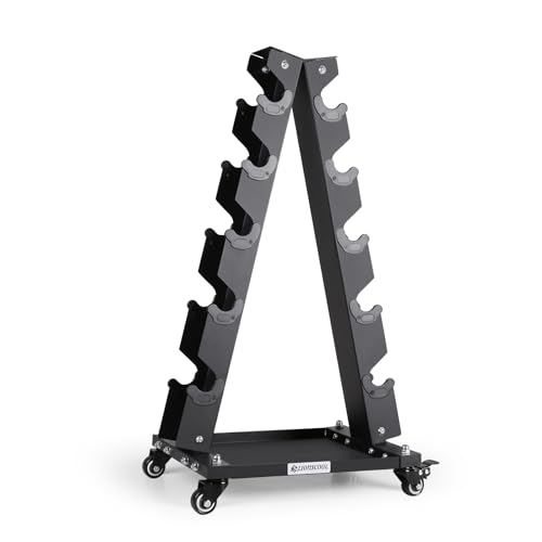 Medium 300 LBS Dumbbell Rack Stand - A-Frame Rolling Weight Storage