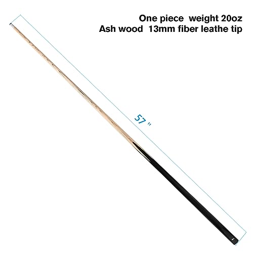 HMQQ Black Set of 6 58-Inch One-Piece Pool Cues, 20 oz, 13mm Tip for Billiards