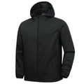 Men's Lightweight Hooded Waterproof Rain Jacket - Black, Medium, Packable Windbreaker