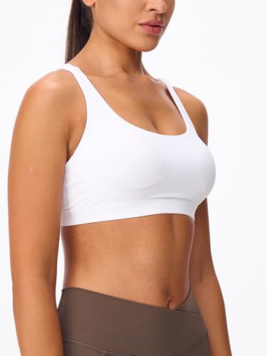 X-Small White Strappy Sports Bra with Criss Cross Back & Padding - Omwilddo