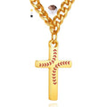 Gold 16-Inch Baseball Cross Necklace for Team Players & Fans - Kids Size