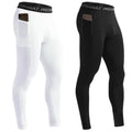 Men's Compression Workout Pants with Pockets - Medium Black & White