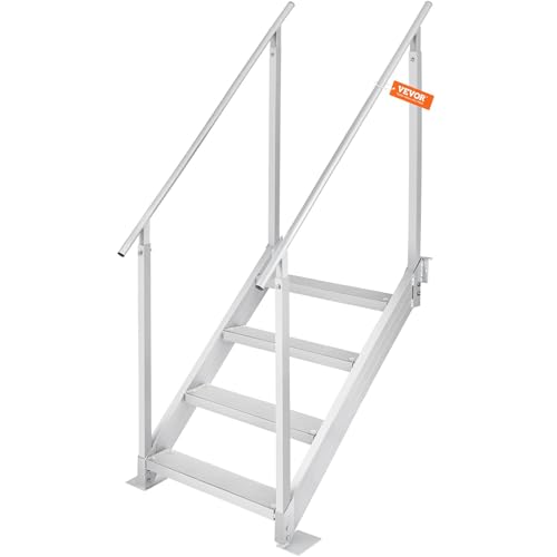 New 4-Step Aluminum Dock Ladder with Handrails - Adjustable Marine Pool & Lake Steps