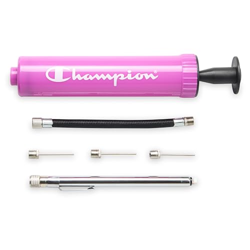 Pink & Black Champion Ball Pump with Pressure Gauge & Needles - Sports & Yoga Balls