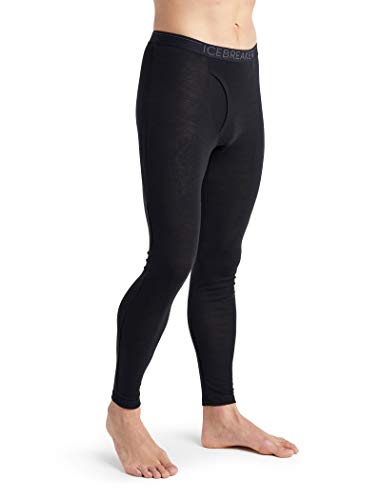 Men's Wool Base Layer Leggings - Cold Weather Thermal Pants, Large / Black
