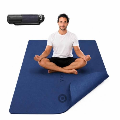 Large Yoga Mat 75x40 Inches - Extra Thick Non-Slip Exercise Mat for Home Gym - Blue, 8mm