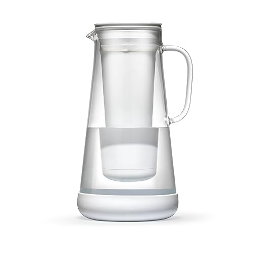 LifeStraw Home 7-Cup Glass Water Filter Pitcher - White, Bacteria & Parasite Removal