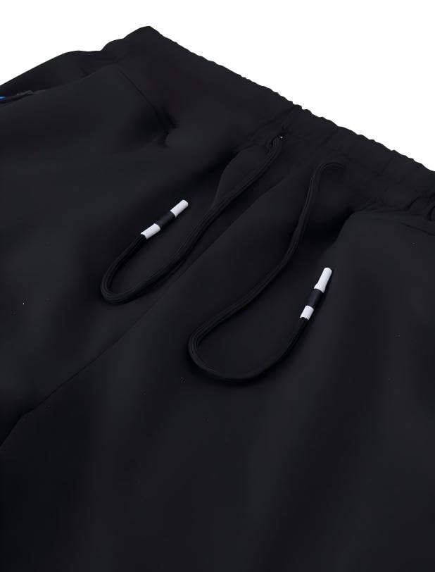 Men's Active Jogger Sweatpants with Zipper Pocket & Drawstring - Black, Large