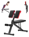 VEVOR Adjustable Foldable Roman Chair Hyperextension Bench for Full Body Workout - Black+Red, 330LB Capacity