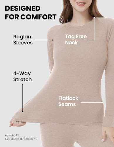 Iguana Women's Merino Wool Base Layer Set Active Thermals Medium 190-Oatmeal
