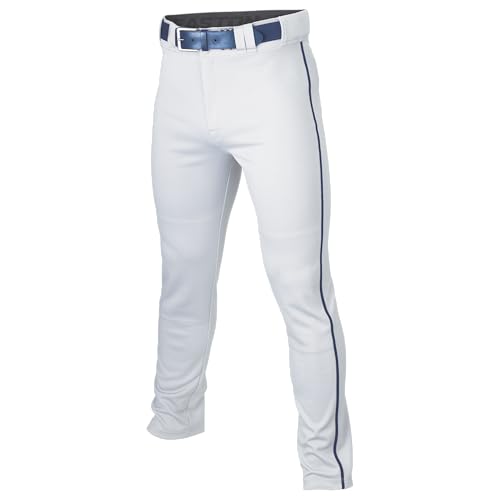 Youth Baseball Pants Full Length Semi-Relaxed Fit Piped Multiple Colors Medium White Navy