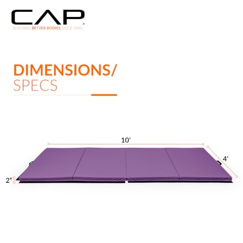 2-Inch Thick Folding Exercise Mat for Gymnastics & Fitness - Purple, 10x4 ft
