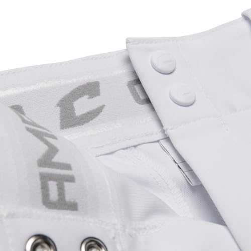 Girls Softball Pants with Braid - Large White & Scarlet Pipe, Low-Rise