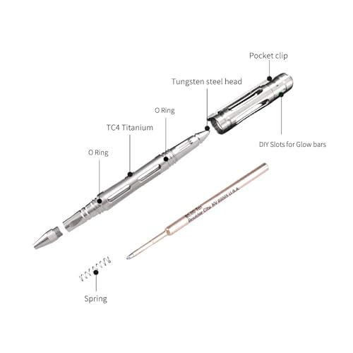 Titanium Tactical Pen with Glass Breaker - Silver, Model TPX33-TI