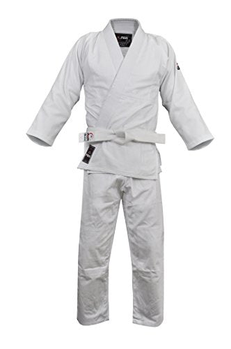 FUJI Kids & Adults White Single Weave Judo Gi Uniform with Belt - Cotton Training Gi