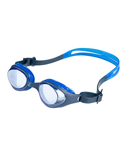 Kids Junior Swim Goggles Anti-Fog Mirror with Air Seals Blue/Blue - Adjustable Fit