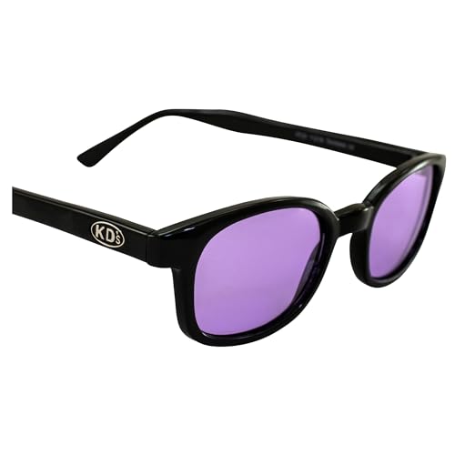 Biker Sunglasses with Purple Lenses and Black Frames - Larger Fit