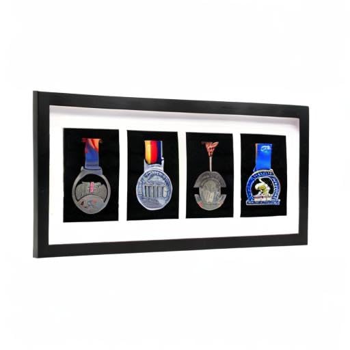 Medal Display Case Black 19.7x9 inch Wall & Desk Shadow Box Organizer
