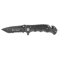 Stonewash Serrated Border Guard Folding Knife - High Carbon Steel, Aluminum Handle, Tactical, Survival, EDC