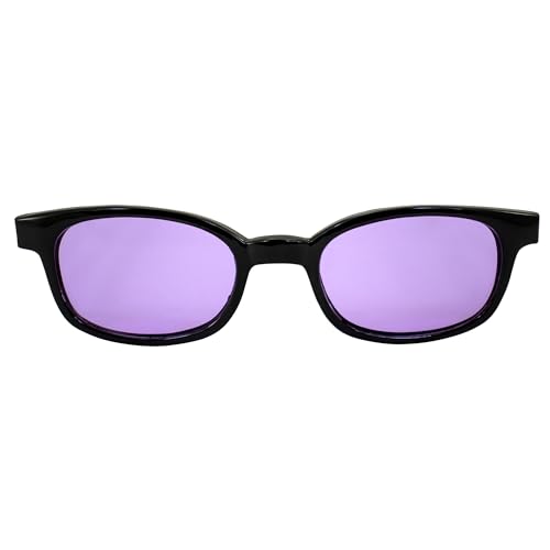 Biker Sunglasses with Purple Lenses and Black Frames - Larger Fit