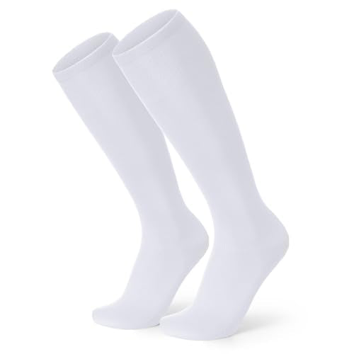 Medium White Baseball Soccer Softball Socks for Youth & Adults - Solid Colors