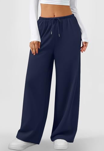 Women’s Baggy Wide Leg Lounge Sweatpants - Medium Navy Blue