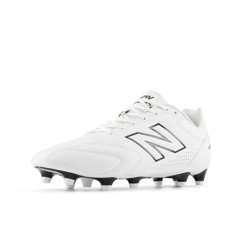 New Balance Unisex 442 Team FG V3 Soccer Cleats - White/Black 10.5 Women / 9 Men