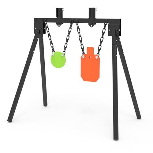 Height-Adjustable AR500 Steel Shooting Targets Set with Stand - Silhouette & Gong