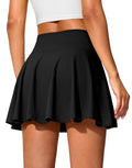 Women's 14-Inch Tennis Skirt with Pockets and Tummy Control Shorts - Black, Medium