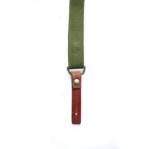 Vintage Canvas Rifle Sling with Genuine Leather Connectors Adjustable Strap