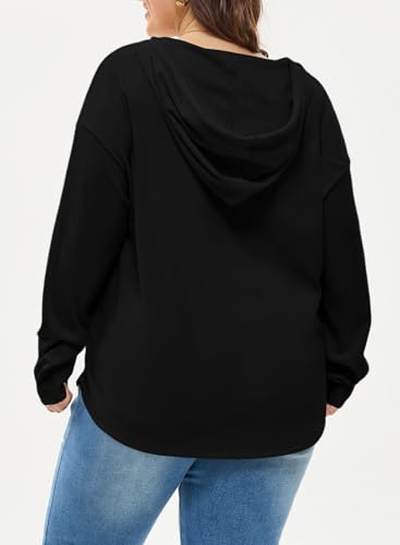 Eytino Plus Size Hoodie 3X Black Long Sleeve Drawstring Oversized Sweatshirt