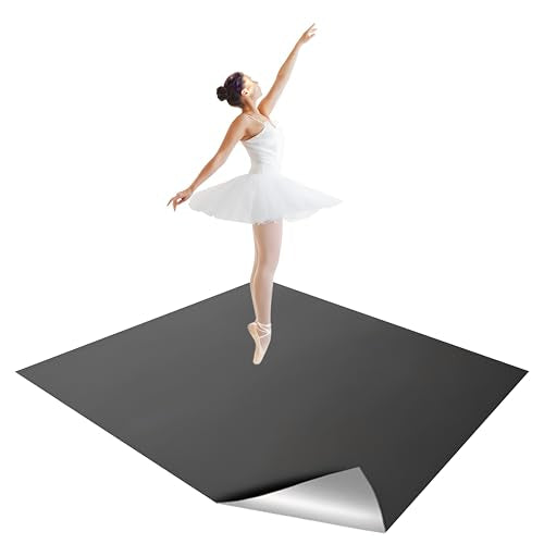 Black Portable Marley Dance Floor 6.6x3.9ft Non-Slip Vinyl Practice Mat for Ballet & Studio
