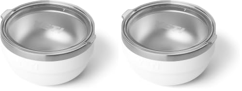 YETI Rambler Insulated Stainless Steel Bowl Pack of 2 - 1 Quart White, Stackable & Nestable
