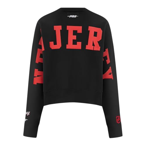 Pro Standard Women's NHL Wingspan Crewneck Sweatshirt - New Jersey Devils, Large, Black