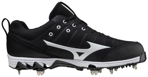 Mizuno Men's Ambition 2 Baseball Cleats - 9-Spike Metal Shoe, Black/White, Size 7